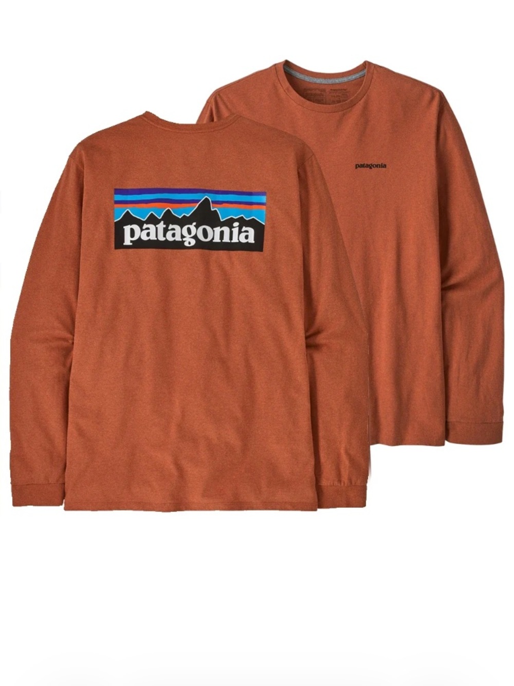 Patagonia Redtail Rust Organic Cotton Long-Sleeved P-6 Logo Responsibili-Tee XS